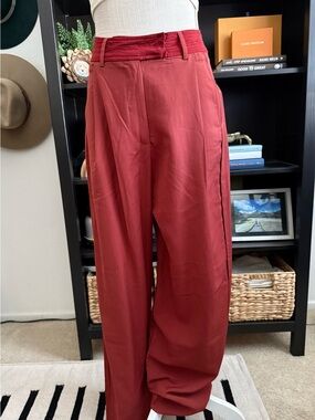 Anthropologie (Tiny) Deep Red Wide-Leg Pants
